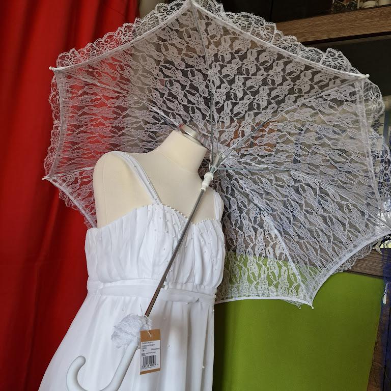ESKÜVŐ ELE23 - Hófehér automata csipke menyasszonyi napernyő