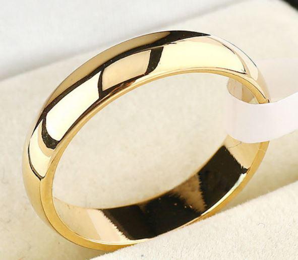 ESKÜVŐ ELJEGYZÉS GYR01 - 4mm-es Fényes acél karikagyűrű arany színben