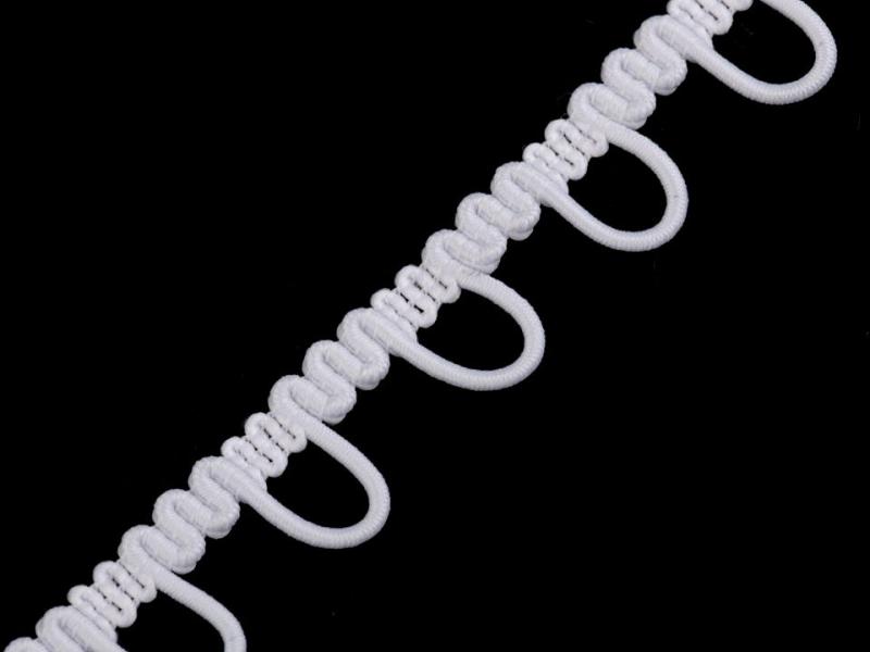 Esküvő - Fehér paszomány rugalmas gomblyukas 15 mm