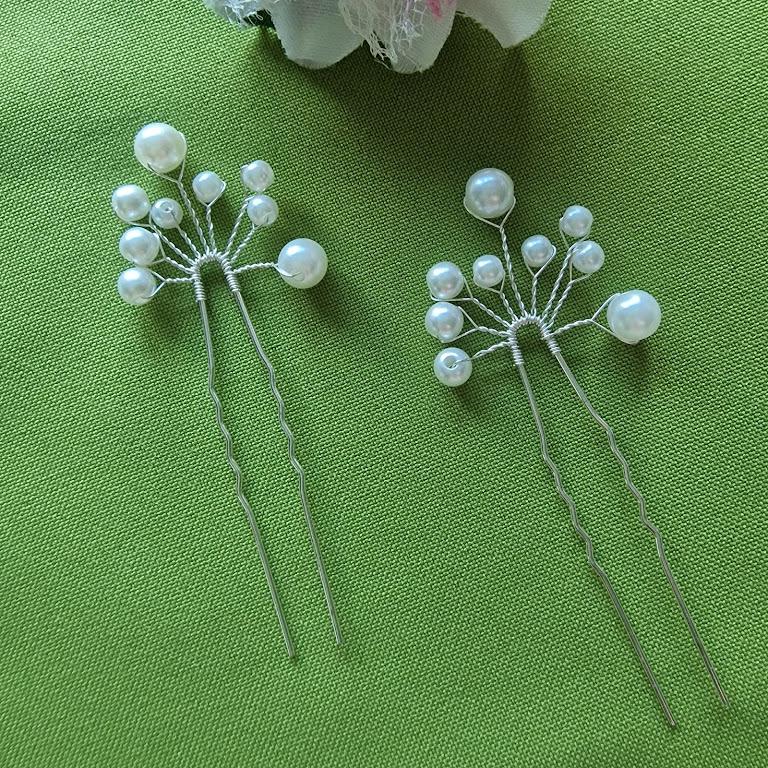 ESKÜVŐ HAD03A - Menyasszonyi fehér gyöngyös hajtű, hajdísz