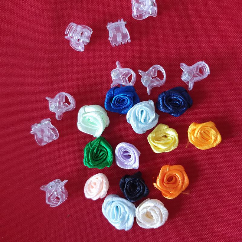 ESKÜVŐ HAD04 - Saját készítésű Hajcsipesz, Harapóscsat 15mm-es rózsával - több színben