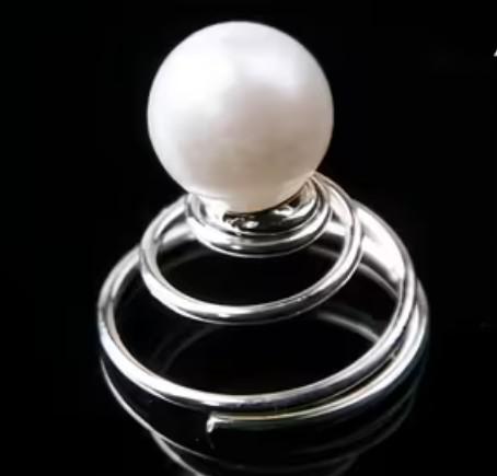 ESKÜVŐ HAD217 -  10mm-es gyöngyös hajrugó, csavaros hajdísz