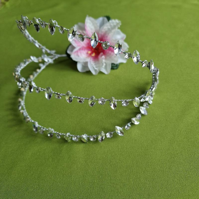 ESKÜVŐ HAD228 - Menyasszonyi kristályköves 3 soros hajpánt, hajdísz