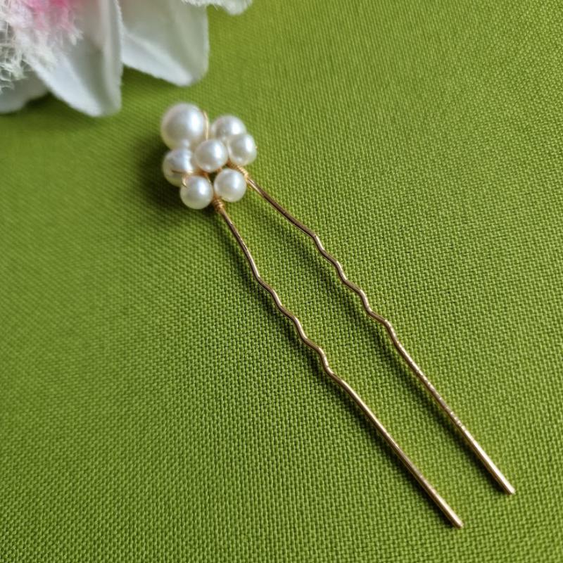 ESKÜVŐ HAD242 - Arany színű 7  gyöngyös hajtű, hajdísz