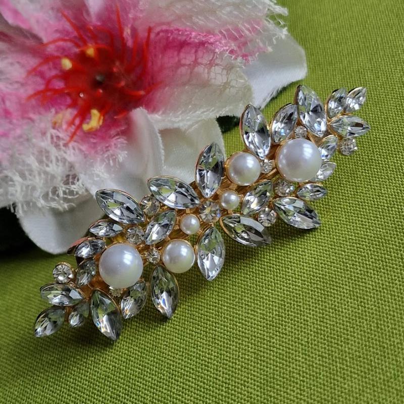 ESKÜVŐ HAD248 - Menyasszonyi kristályköves, gyöngyös franciacsat