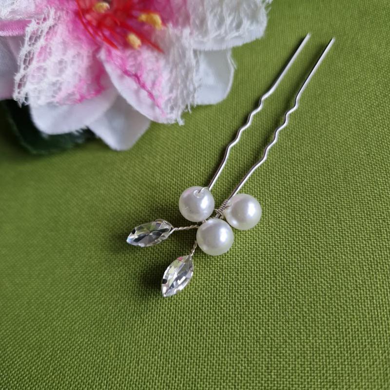 ESKÜVŐ HAD259 - Fehér gyöngyös, köves  hajtű