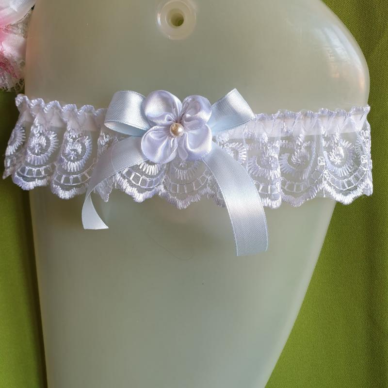 ESKÜVŐ HAK21 - 40mm-es Hófehér színű csipke Harisnyakötő, Combcsipke