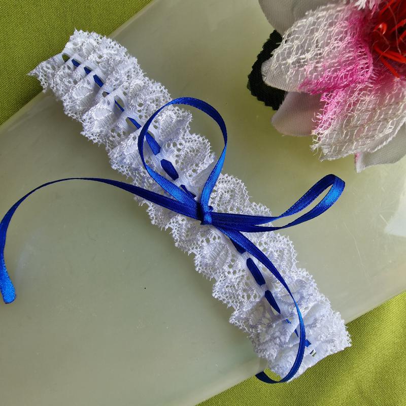 ESKÜVŐ HAK60 - 35mm-es szalagos, hófehér csipke Harisnyakötő, Combcsipke