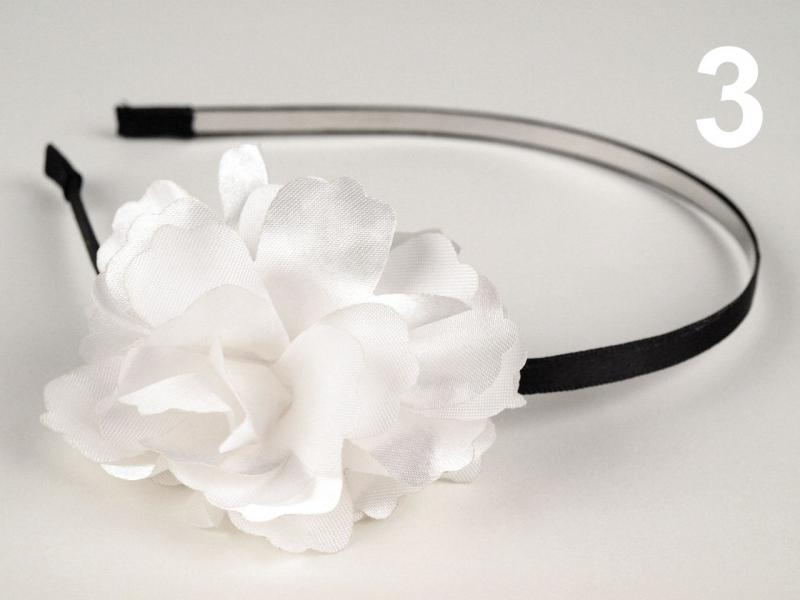 ESKÜVŐ HPT13 - Fehér szatén virágos hajpánt, hajráf