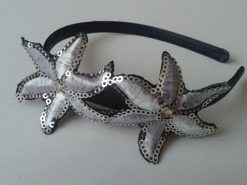 ESKÜVŐ HPT32 - Hímzett flitteres virágos hajpánt, hajráf