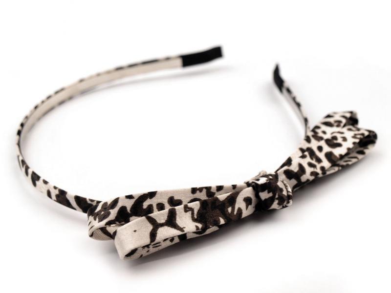 ESKÜVŐ HPT40 - Leopárd mintás masnis szatén hajpánt, hajráf