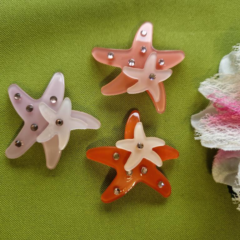 ESKÜVŐ HPT52 - Csillag formájú strasszköves hajpánt, hajráf dísz - bross, kitűző