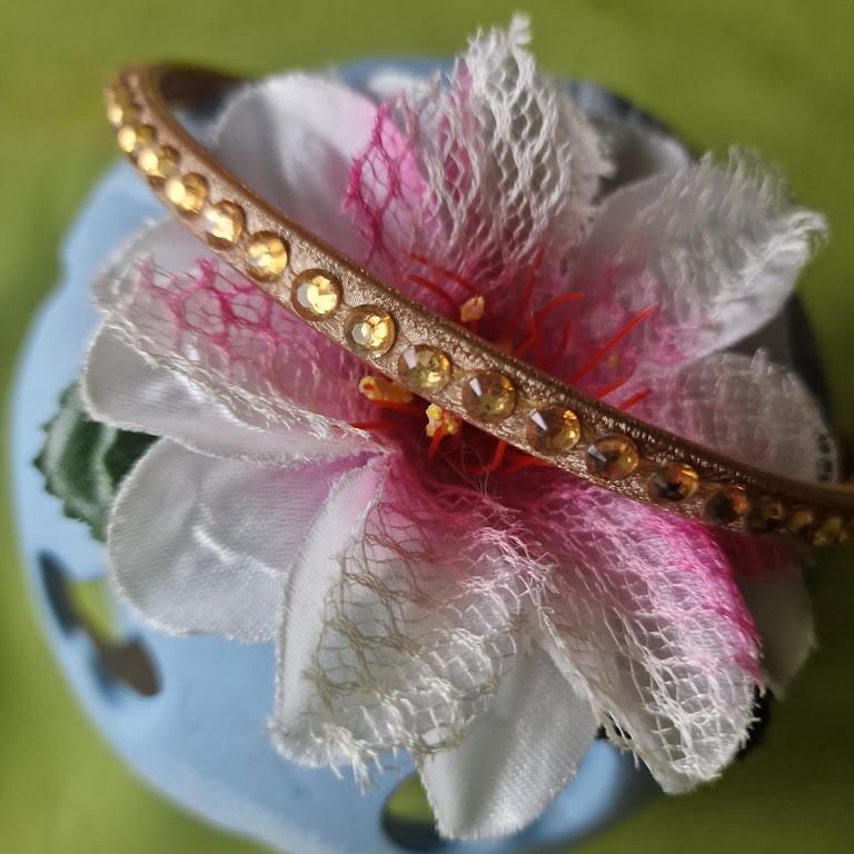 ESKÜVŐ HPT62 - Strasszköves óarany színű hajpánt, hajráf