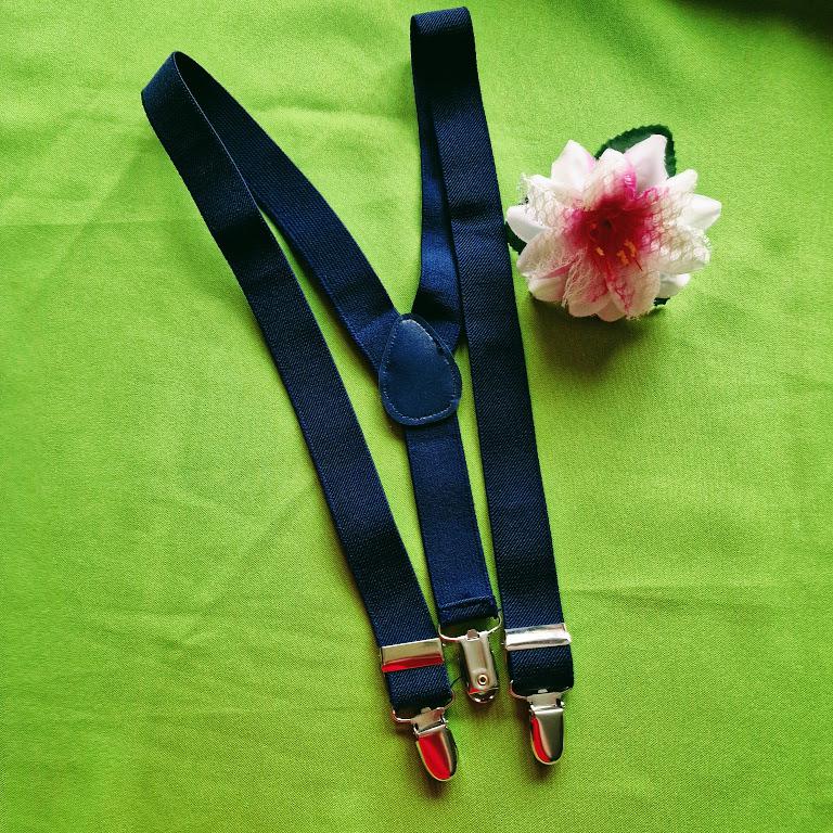 ESKÜVŐ HTG02 - Sötétkék gyerek Y alakú hózentróger/ nadrágtartó