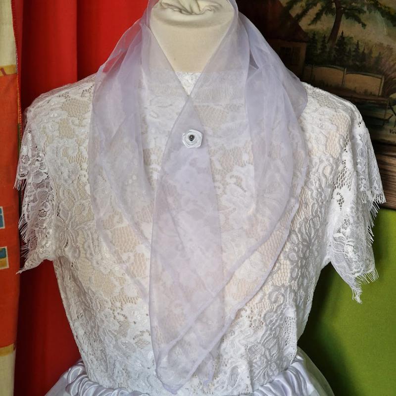 ESKÜVŐ KEN10 - Női divatos, retro kendő, hajpánt - Fehér