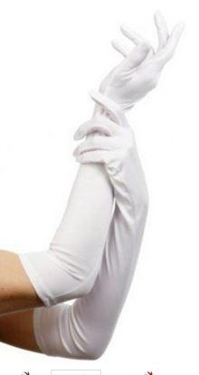 ESKÜVŐ KTY41 - 47cm-es hófehér szatén menyasszonyi kesztyű, operába, bálba