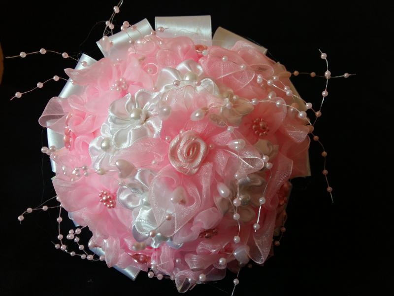 ESKÜVŐ MCS11 - 16x20cm-es Menyasszonyi csokor rózsaszín és fehér virágokból