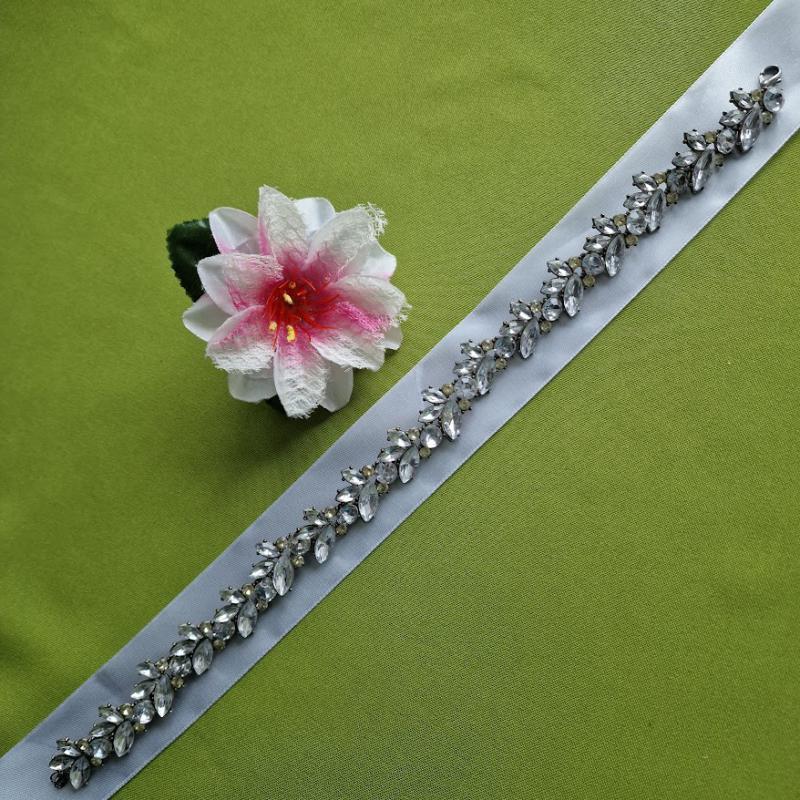 ESKÜVŐ MÖV53 - Kristályköves menyasszonyi Öv, Nyaklánc, Hajdísz 36x2,3cm