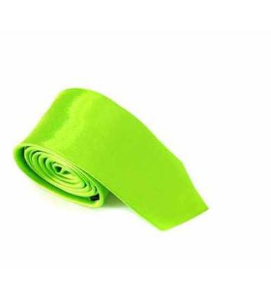 ESKÜVŐ NYK07 - Vékonyított típusú neonzöld színű szatén nyakkendő