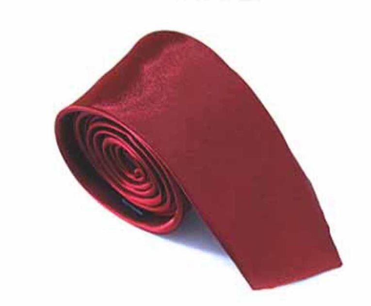 ESKÜVŐ NYK17 - Vékonyított típusú borvörös színű szatén nyakkendő