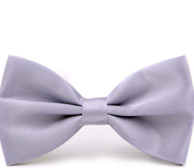 ESKÜVŐ NYK35 - Ezüst színű szatén csokornyakkendő 65x125mm