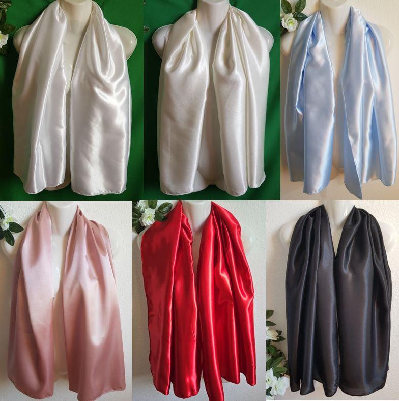 ESKÜVŐ SÁL02 - Menyasszonyi SZATÉN stóla, sál, vállkendő - több színben