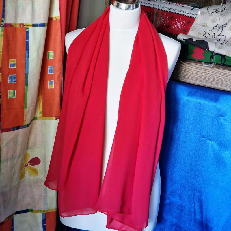 ESKÜVŐ SÁL30- Menyasszonyi muszlin stóla, sál - piros