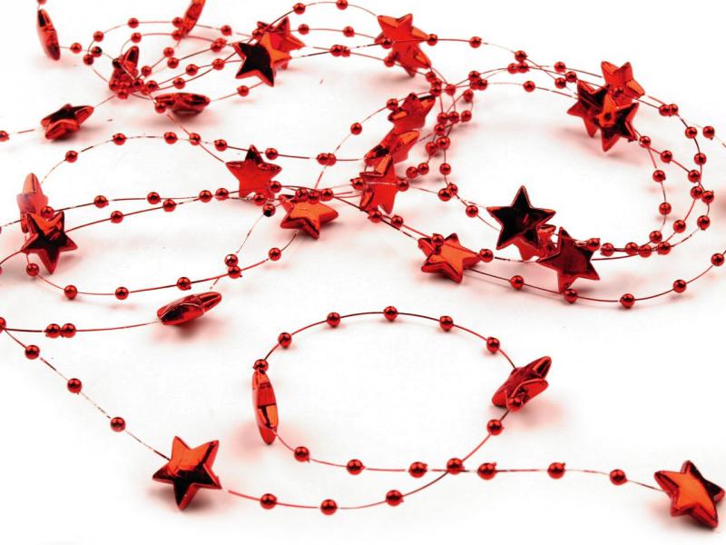 ESKÜVŐI dekoráció – Piros színű csillagos, gyöngyös szilikonszál – méterre