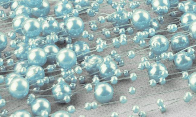 ESKÜVŐI dekoráció DEK05 - Égszínkék színű gyöngyös szilikonszál - 220cm