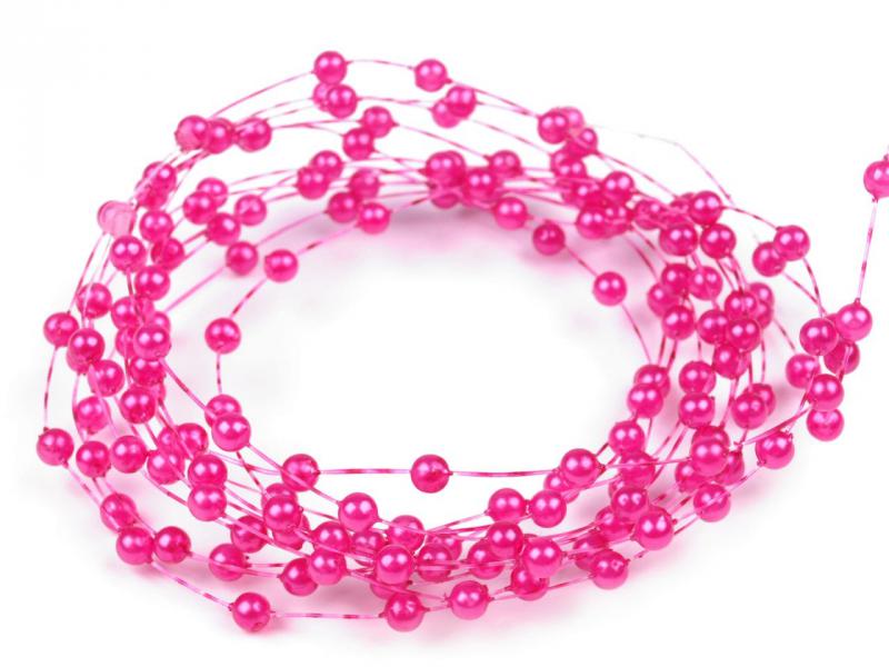 ESKÜVŐI dekoráció DEK18 – 3mm-es Pink színű gyöngyös szilikonszál – méterre