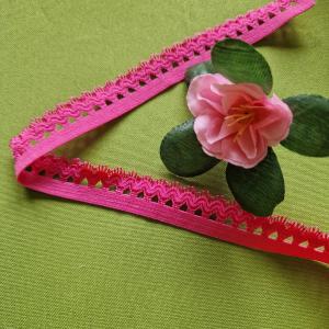 17SZG09 - 17mm-es pink csipke mintás gumi szalag / pikó, bugyi
