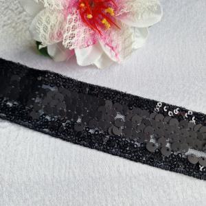 38mm-es fekete flitteres organza szalag - 158cm