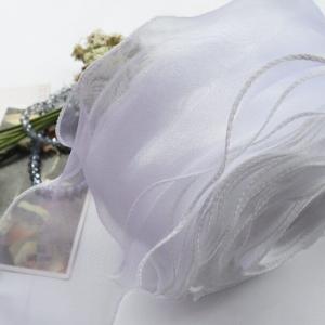 90SZO01 - 90mm-es szegett fehér organza szalag