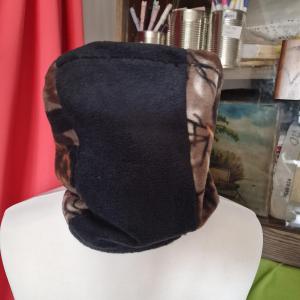 CSS04 - Horgász / vadász Treemetic rejtőmintás fekete csíkos csősál, polár sál, nyakmelegítő