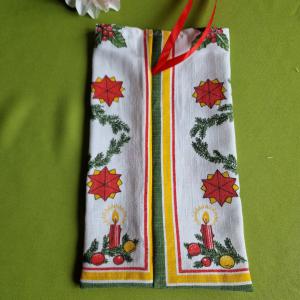 DCS102 - Karácsonyi mintás vászon ajándéktasak, mikulás zsák, bortartó