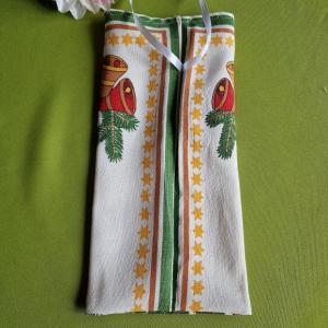 DCS103 - Gyertya, gomba, csengő mintás vászon ajándéktasak, mikulás zsák, bortartó