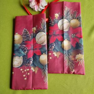 DCS123 - Mikulás virág mintás bordó alapú textil ajándéktasak, mikulás zsák, bortartó, pezsgő  csomagoló