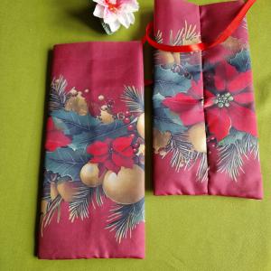 DCS123 - Mikulás virág mintás bordó alaú textil ajándéktasak, mikulás zsák, bortartó, pezsgő  csomagoló