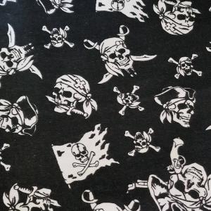DCS70 -  Fekete alapon kalóz mintás  pezsgőtartó textil ajándéktasak, zsák 17x32cm