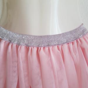 ESKÜVŐ ASZ29F - 5 rétegű rózsaszín midi tüll szoknya csillogós derékkal