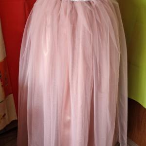 ESKÜVŐ ASZ36F – 5 rétegű púderrózsaszín maxi tüll szoknya csillogós derékkal