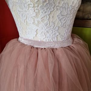 ESKÜVŐ ASZ36F – 5 rétegű púderrózsaszín maxi tüll szoknya csillogós derékkal