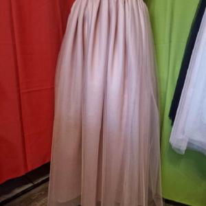 ESKÜVŐ ASZ36H48 - 5 rétegű maxi púderrózsaszín ANYA-LÁNYA tüll szoknya csillogós derékkal