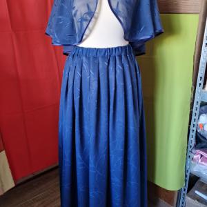 ESKÜVŐ ASZ45C – Hímzett hosszú navy kék színű muszlin szoknya