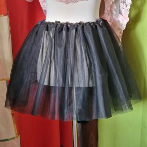 ESKÜVŐ ASZ58E - Fekete 40cm-es pörgős tüll szoknya - bál esküvő farsang