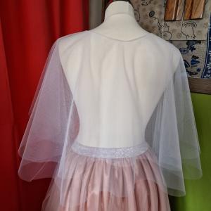 ESKÜVŐ BOL100 - Elegáns  gombos hófehér menyasszonyi boleró, pelerin