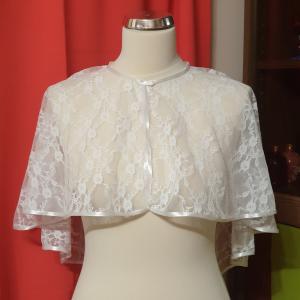 ESKÜVŐ BOL21 - Elegáns hófehér színű csipke boleró, pelerin