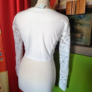 ESKÜVŐ BOL57 - Fehér menyasszonyi hosszú csipkés ujjú boleró