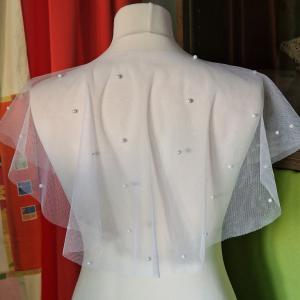 ESKÜVŐ BOL61 - Elegáns fehér gyöngyös boleró, pelerin - kiskamaszoknak