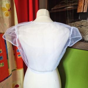 ESKÜVŐ BOL62 - Fehér menyasszonyi rövid ujjú tüll boleró